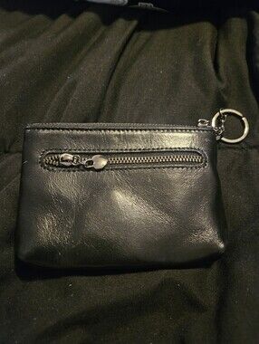 Black Izone Leather Wallet with two zipper pouches
